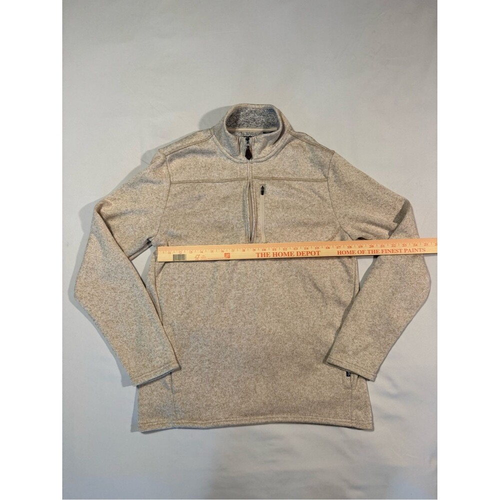 Chaps Beige and Gray Quarter-Zip Sweater